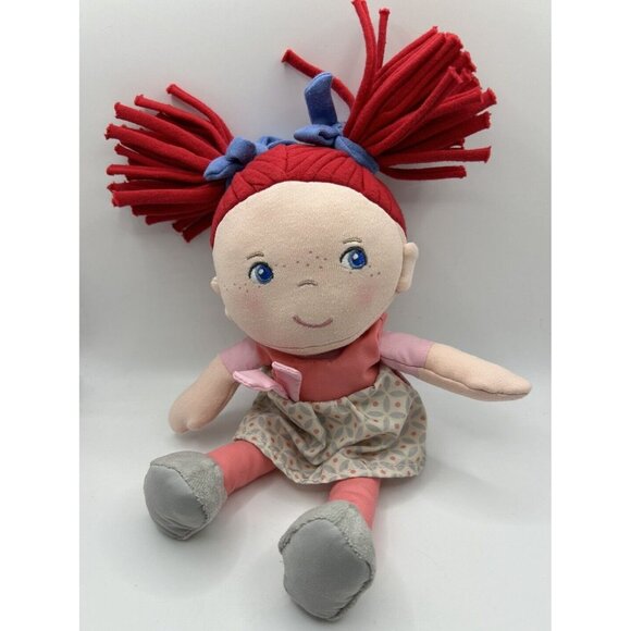 Haba Red Hair Plush 9in Doll Mirli Stuffed Toy Germany Girl Dress Bows Freckles - Picture 1 of 6